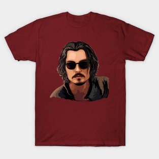 Johhny Depp Portait with dark sunglasses T-Shirt